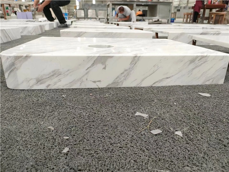Volakas Marble Bathroom Vanity Tops For Commercial Project