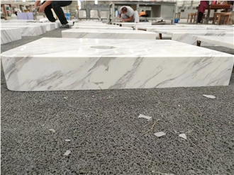 Volakas Marble Bathroom Vanity Tops For Commercial Project