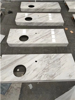 Volakas Marble Bathroom Vanity Tops For Commercial Project