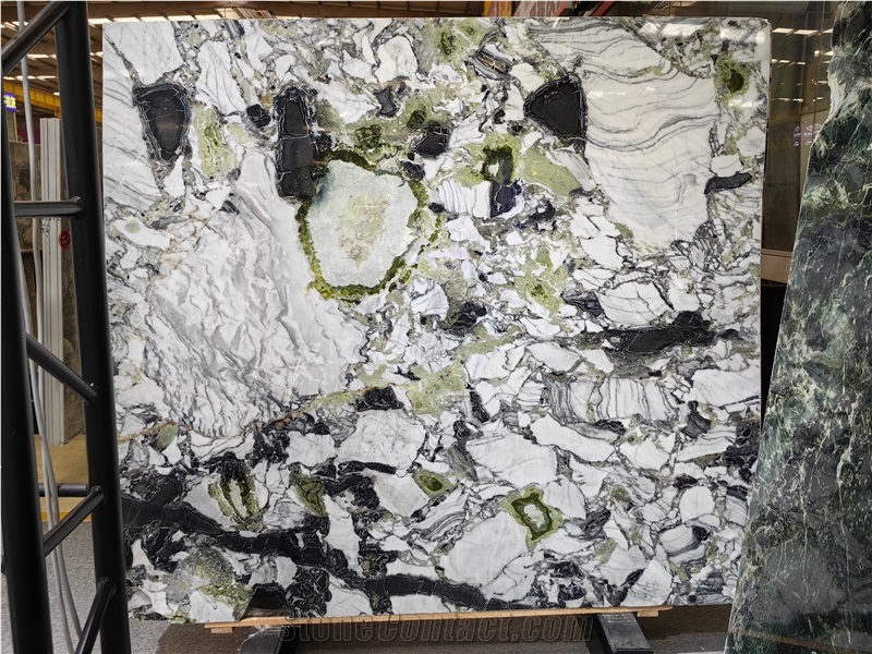 China Ice Jade Green Original Polished Marble Slabs
