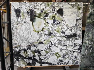 China Ice Jade Green Original Polished Marble Slabs