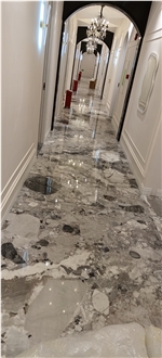 China Panda Grey Natural Marble Stone Slabs Floor Tile