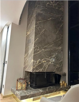 MCD Caramel Grey Marble Fireplace Surround