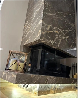 MCD Caramel Grey Marble Fireplace Surround