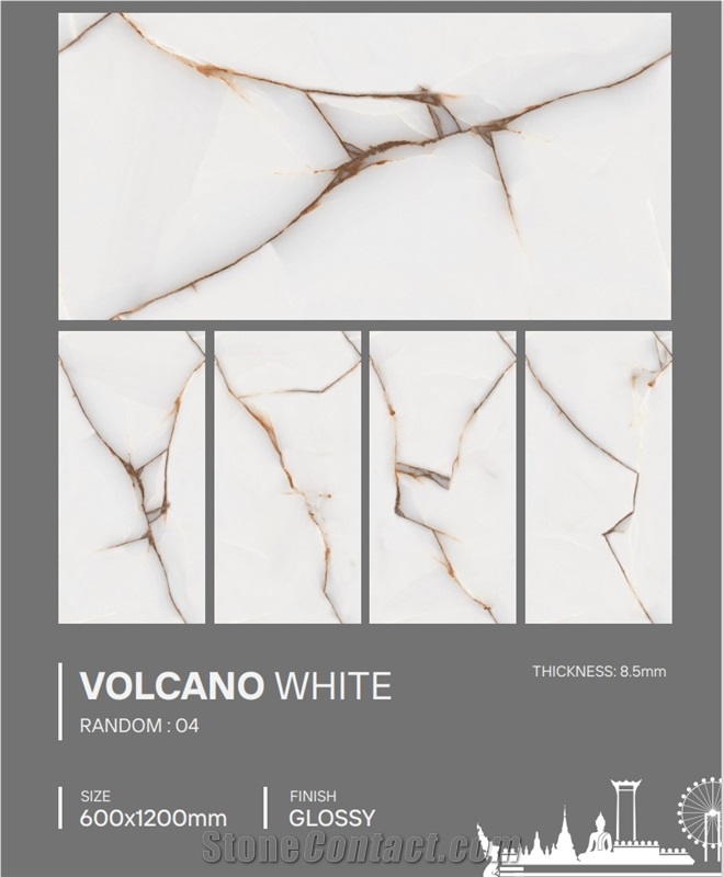 Volcano White Porcelain Large Panels Porcelain Slabs