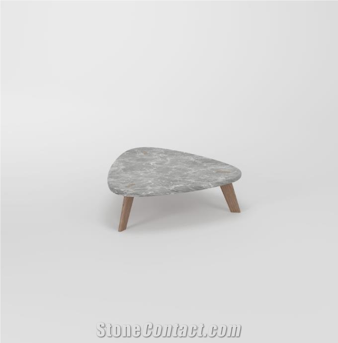 TRISEME 20 Crete Silver Marble & Walnut Coffee Table
