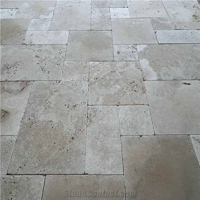 Classic Roman Travertine French Pattern Opus Romanum