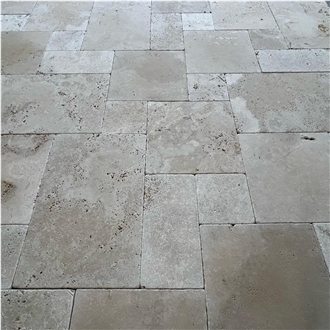 Classic Roman Travertine French Pattern Opus Romanum
