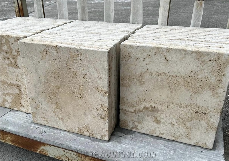 Classic Roman Travertine French Pattern Opus Romanum