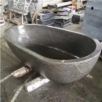 Customized Cheaper Natural Grey Marble Oval Bathtub Customized Cheaper Natural Grey Marble Oval Bathtub