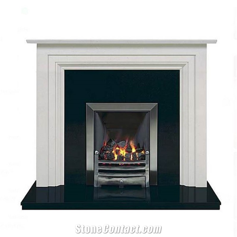 Modern Design White Limestone Fireplace Surround