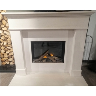 Modern Design White Limestone Fireplace Surround