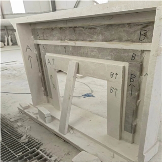 Modern Indoor Decorative Beige Marble Fireplace Mantel