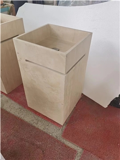 Polished Dark Emperador Marble Pedestal Wash Basins