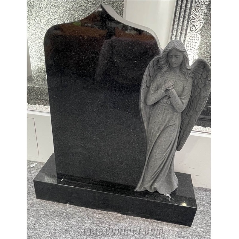 Wholesale Cheaper Black Granite Tombstone Double Monument