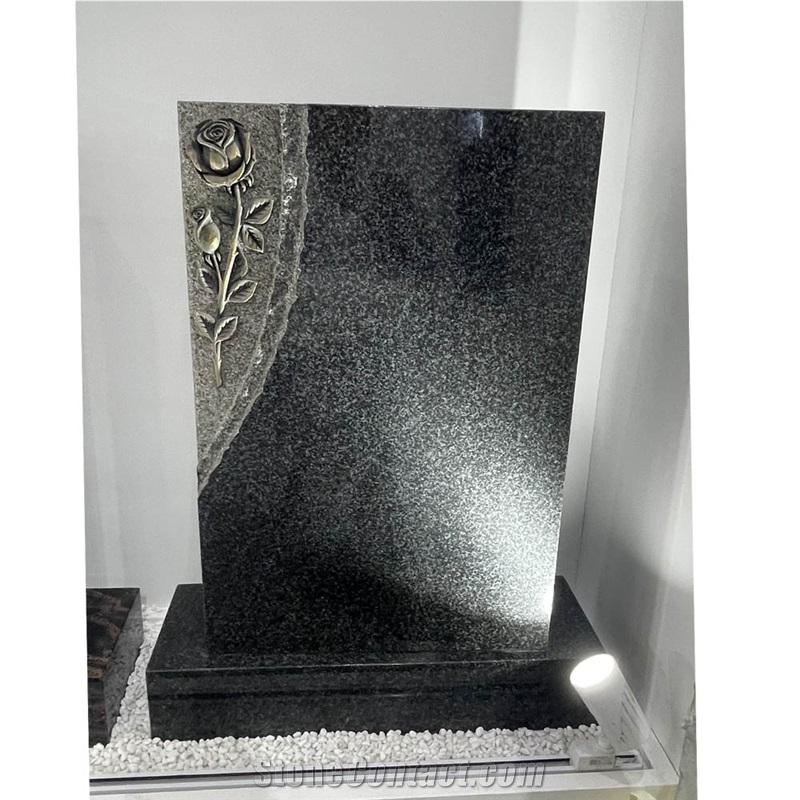 Wholesale Cheaper Black Granite Tombstone Double Monument