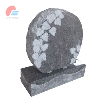 Paradiso Granite Circular Tombstone With Engraved Grape Leaves