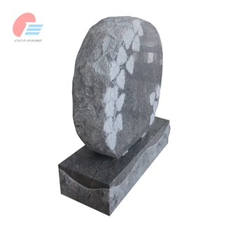 Paradiso Granite Circular Tombstone With Engraved Grape Leaves