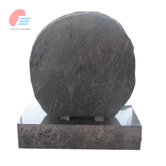 Paradiso Granite Circular Tombstone With Engraved Grape Leaves