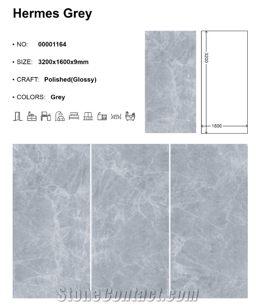 Hermes Grey Sintered Stone Slabs
