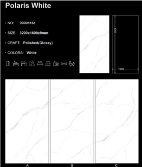 Polaris White Sintered Stone Slabs Wall Panels