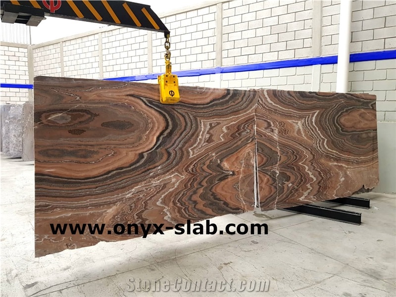 Bookmatched Onyx Slabs, Mexico Brown Onyx