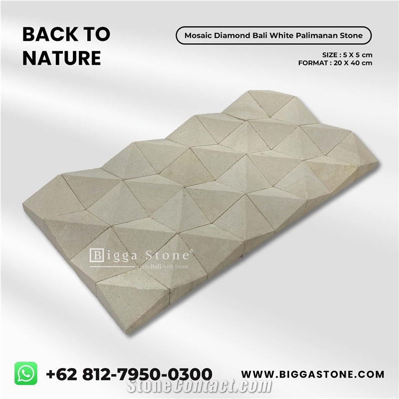 Bali White Palimanan Diamond Wall Mosaic