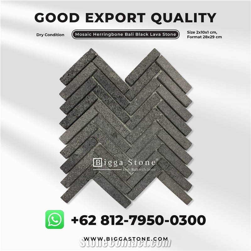Black Lava Herringbone Mosaic