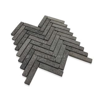 Black Lava Herringbone Mosaic