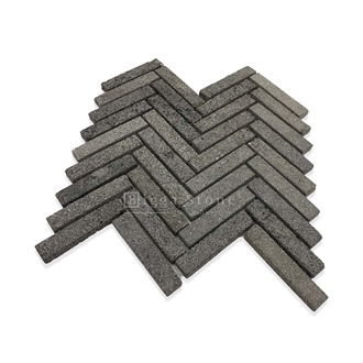 Black Lava Herringbone Mosaic