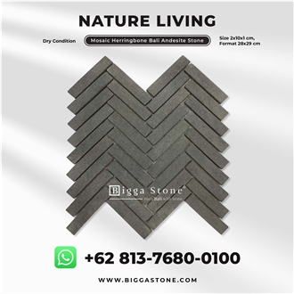 Grey Andesite Herringbone  Mosaic Pattern