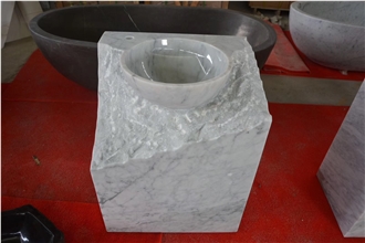 Carrara White Marble Stone  Basin