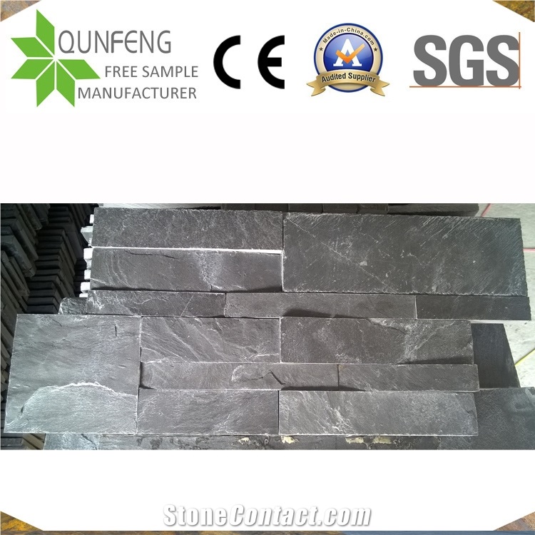 China Natural Black Stone Wall Cladding Slate Panel