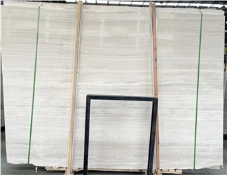 China Polished Crystal White Wooden White Slab  Pattern