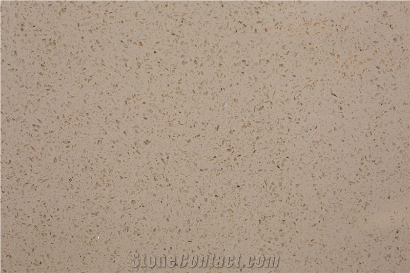 Beige With Crystal Quartz Slabs For Flooring Wall