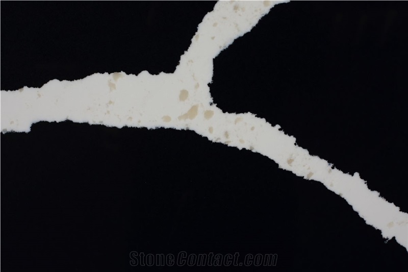 Calacatta Black Quartz Slabs For Flooring Use