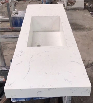 Carrara White Quartz Vanity Top Bathroom Countertop