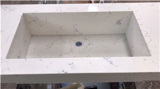 Carrara White Quartz Vanity Top Bathroom Countertop