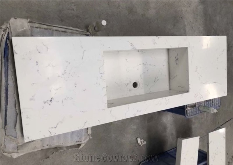 Carrara White Quartz Vanity Top Bathroom Countertop
