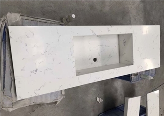 Carrara White Quartz Vanity Top Bathroom Countertop