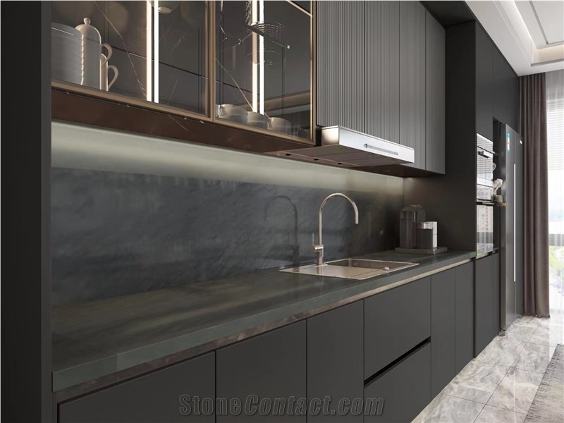 Black Vermont Quartzite Slab For Floor