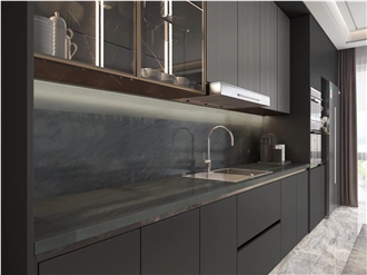 Black Vermont Quartzite Slab For Floor