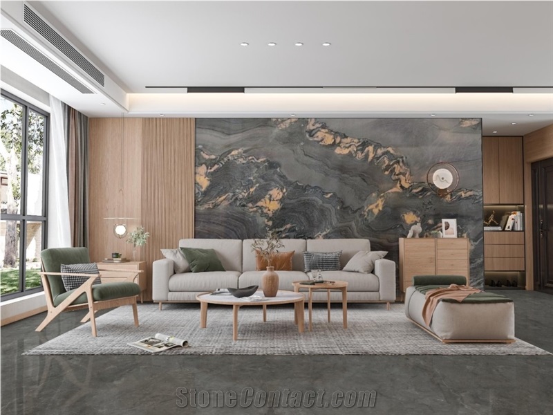 Explosion Blue Quartzite Wall Panels
