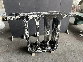 Grand Antique Marble Arches 3 Console Table