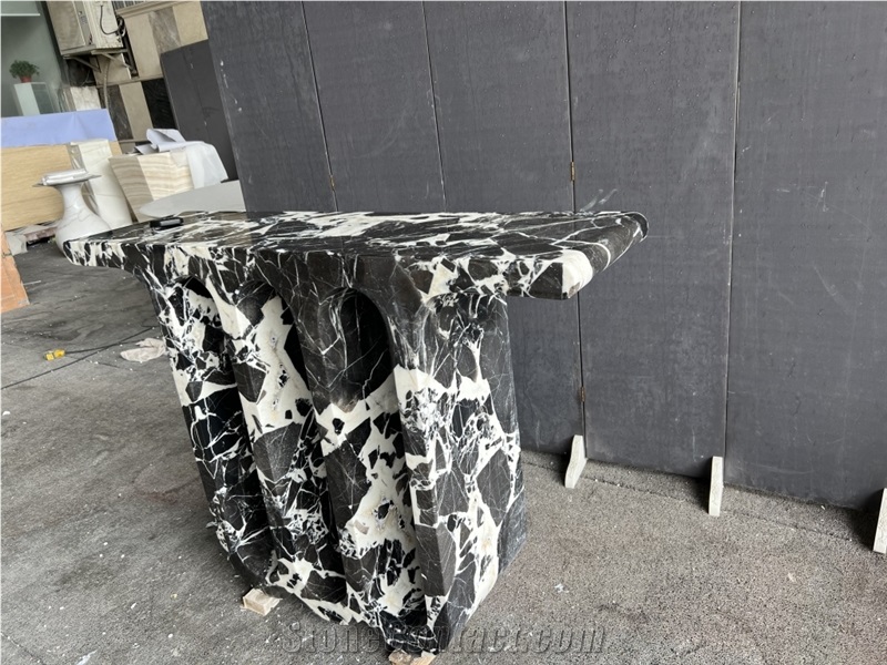 Grand Antique Marble Arches 3 Console Table