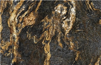 Luxury Gold Veins Black Fusion Granite Slab For Floor Tiles