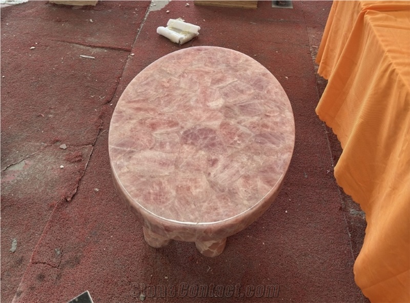 Natural Stone Round Pink Onyx Coffee Table