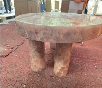 Natural Stone Round Pink Onyx Coffee Table