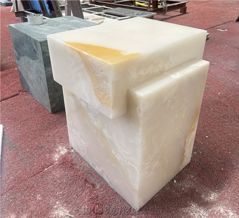 Natural Stone White Onyx Side Table