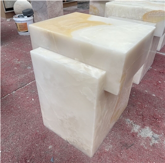 Natural Stone White Onyx Side Table